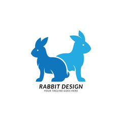 Fototapeta premium Rabbit illustration on black background. Negative space design. Vector icon template for your logo or corporate identity.