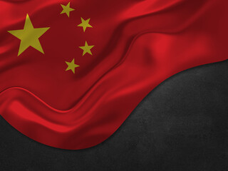 China Flag in Metal Style