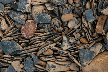 Natural texture of slate rocks on ground