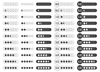 Star rating review from zero to five. Customer review or feedback set vector illustrationStar rating review from zero to five. Customer review or feedback set vector illustration