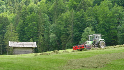 Bauer bei der Heuernte