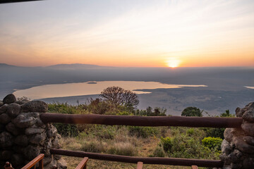Sunset in Ngorongoro Crater of Tanzania - obrazy, fototapety, plakaty