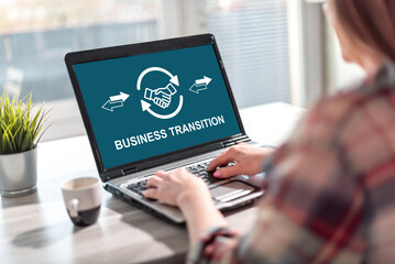 Business transition concept on a laptop screen