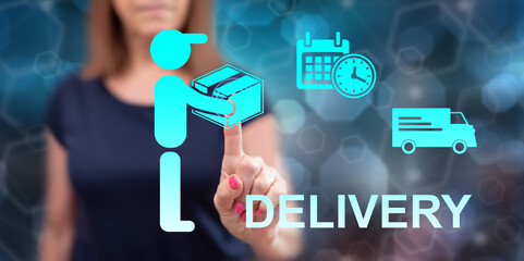 Woman touching a delivery concept