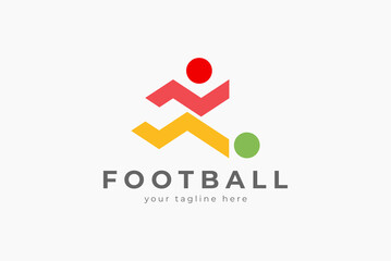Foot Ball logo, abstract people playing football in modern and simple style, usable for sport, and brand company logo, vector illustration