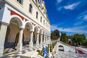 Exterior view of Panagia Megalochari church or Virgin Mary in Tinos island. It is the patron saint of Tinos and considered as the saint protector of Greece