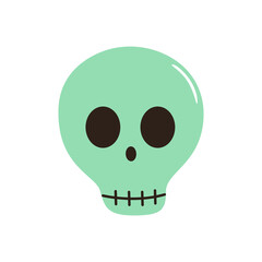Vector illustration of cute skull. Hand drawn mystery skeleton. Simple doodle drawing of comic head bone for halloween card, poster, invitation design