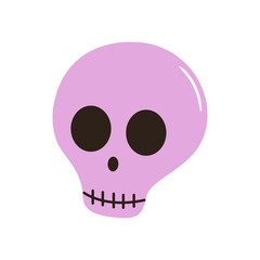 Vector illustration of cute skull. Hand drawn mystery skeleton. Simple doodle drawing of comic head bone for halloween card, poster, invitation design