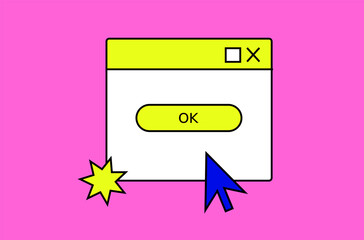 90s old pc window. Retro web icon. Y2k vector illustration