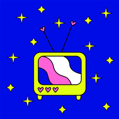 Vector old pc illustration. Retro computer illustration. Retro tv