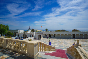 Exterior view of Panagia Megalochari church or Virgin Mary in Tinos island. It is the patron saint of Tinos and considered as the saint protector of Greece