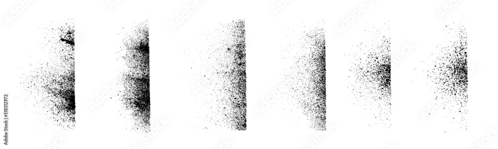 Aufkleber set of abstract black ink sprayed on a white background. design elements for edge texture. the grung