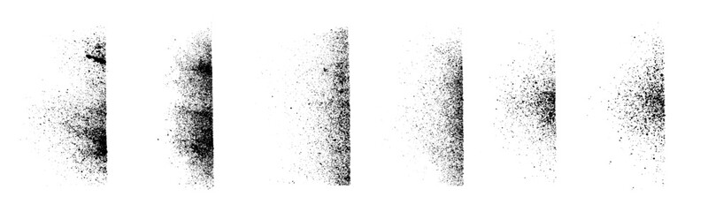 Set of abstract black ink sprayed on a white background. design elements for edge texture. the grunge paint brush collection for creative design.