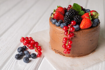 Homemade cake with summer berries