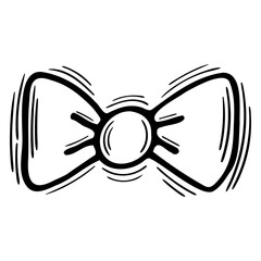 Hand drawn ribbon or bow on white background. Decorative element. Doodle