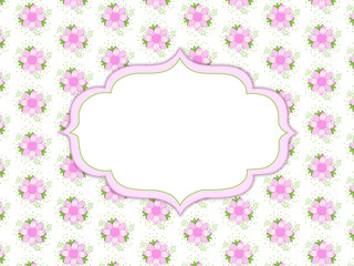 Two matching backgrounds with dainty pink daisy like flowers and soft green leaves.  One print has motif ready for text.