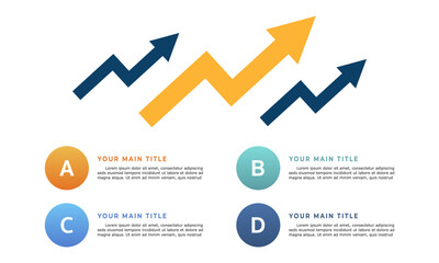 Business success growth arrow moving upward. Business concept. Goals infographic template.	