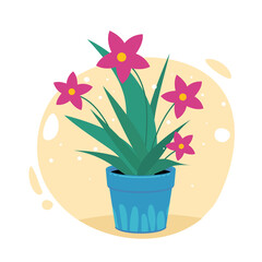 House flower in pot. vector illustration isolated