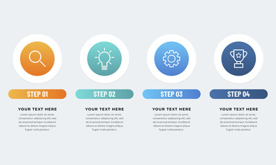 Timeline infographic design with circle. Flat design process infographic template. 