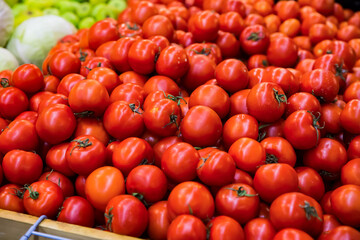 Seasonal vegetables at the agricultural market: Tomatoes