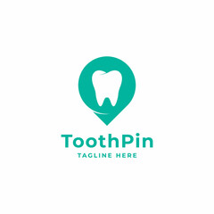Dentist Location Logo. Tooth and Pin Location Logo Combination. Suitable for Dental Icon