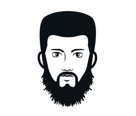 Vector illustration of black male character with straight hair with long beard.