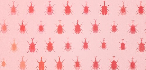 カブトムシの壁紙　ピンクと赤