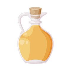 Yellow Soy Oil in Corked Jar as Natural and Organic Product from Soybean Plant Vector Illustration