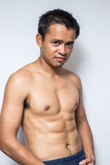 Fototapeta premium Body builder smart muscle asian healthy asian man