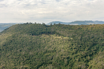 Beautiful landscape of Brazilian forests. Mountains and valleys with many trees.