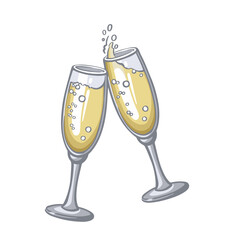 glasses with sparkling wine, champagne illustration