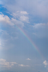 Skyline of taipei city in downtown Taipei, Taiwan.bright sun shining center top and a large rainbow