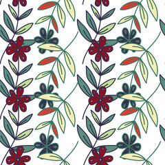 Hand drawn ditsy flower seamless pattern. Simple floral field endless wallpaper.
