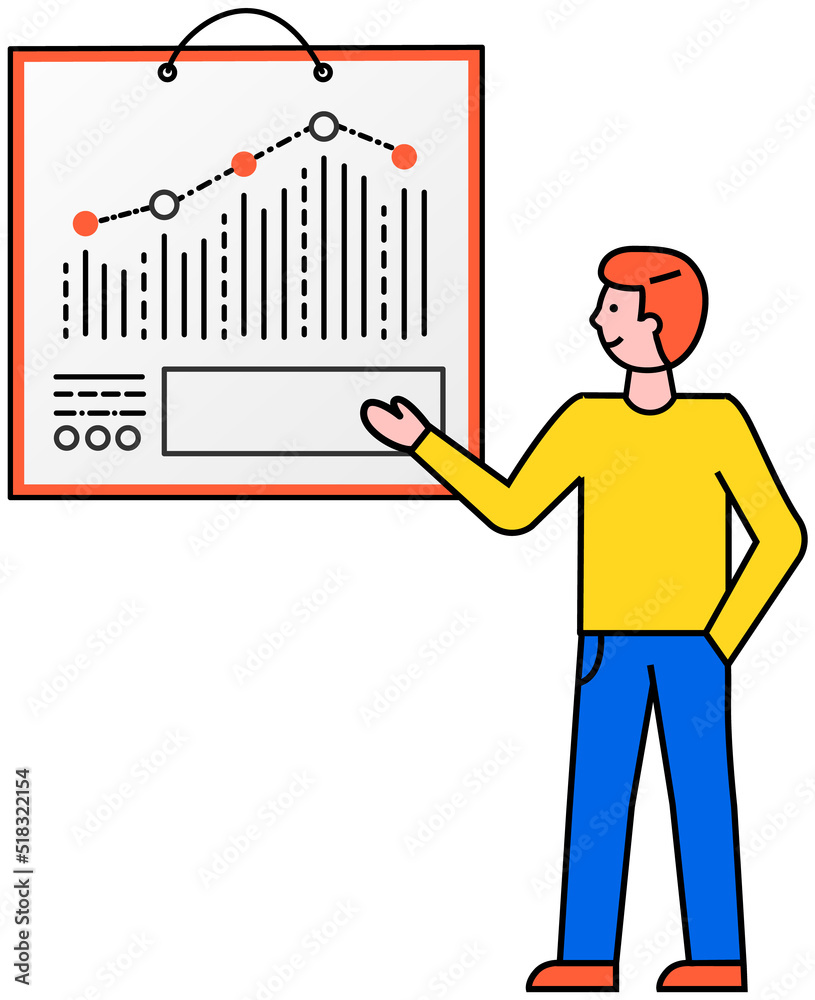 Poster infographic chart vector template. annual statistics curve graph design. market data diagrams. graph