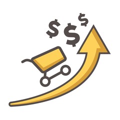 up arrow dollar inflation symbol vector design