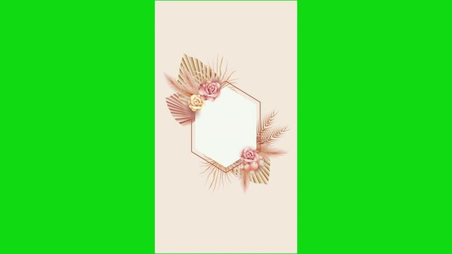 elegant engagement Wedding invitation With Groom and Bride Photos template On Green Screen