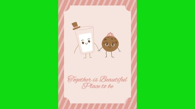 Milk and Cookie cute wedding invitation template
Cartoon Charecter on green screen