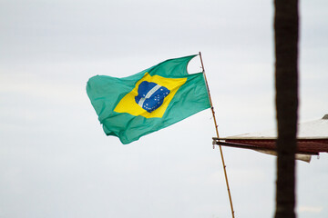 Brazilian flag outdoors in Rio de Janeiro, Brazil