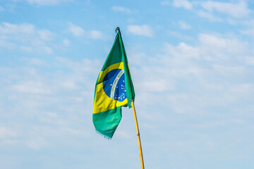 Brazilian flag outdoors in Rio de Janeiro, Brazil