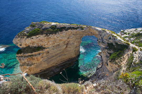 The spectacular Tripitos Arch on the rugged SW coast of Paxos, Ionian Islands, Greece