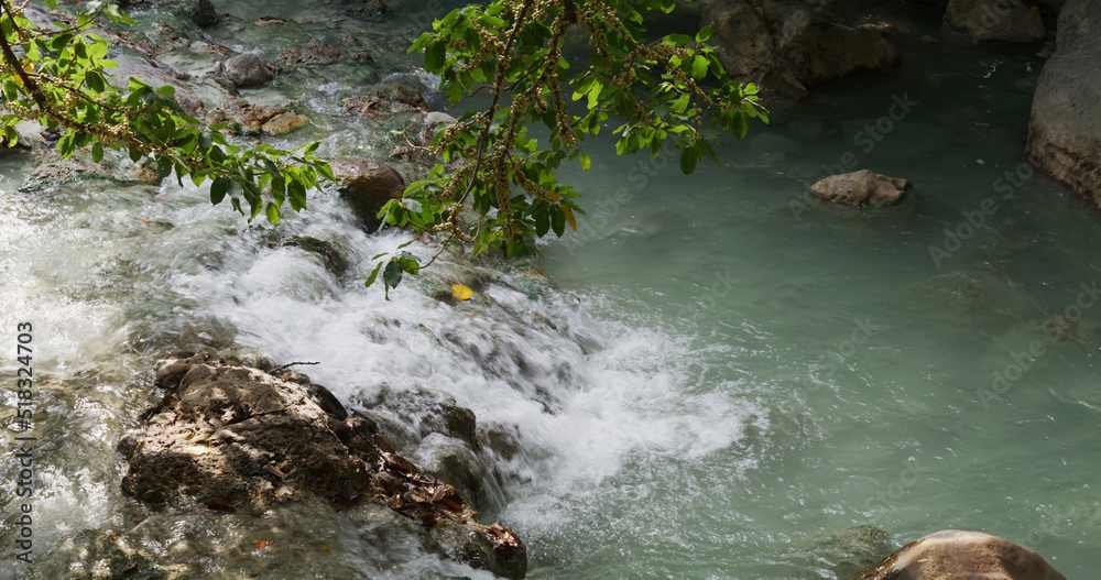 Sticker nature onsen flowing in the river at xinbeitou taiwan