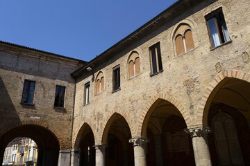 Fototapeta na wymiar Historic building in Piazza della Vittoria at Lodi