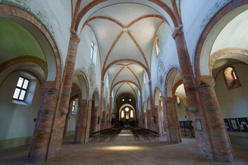 Fototapeta premium Medieval church of Abbadia Cerreto, Lodi, Italy