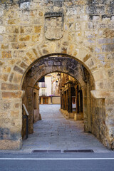 Naklejka premium Entrance arch in the medieval wall of the small picturesque village of San Esteban de Gormaz, Castilla Leon.