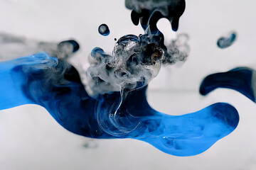 Mysterious abstract background with 3d fluid shapes. Ink in water. Fluid design