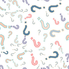 Quiz seamless pattern. Question marks, doubt, faq