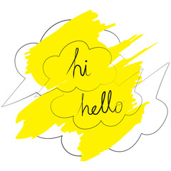 Speech bubbles with the words 