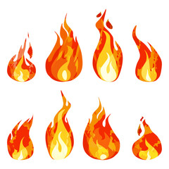 Fire icons set vector illustration isolated on white background