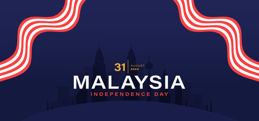 Malaysia independence day background template with wavy flag illustration