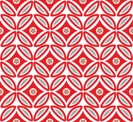Fototapeta premium Geometric Decorative Abstract Circles Retro Pattern Trendy Fashion Colors Tile Style Chic Backdrop Design Perfect for Allover Fabric Print and Wall Paper